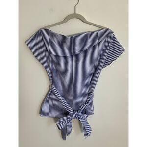 J.O.A Blue and‎ white belted top size small
